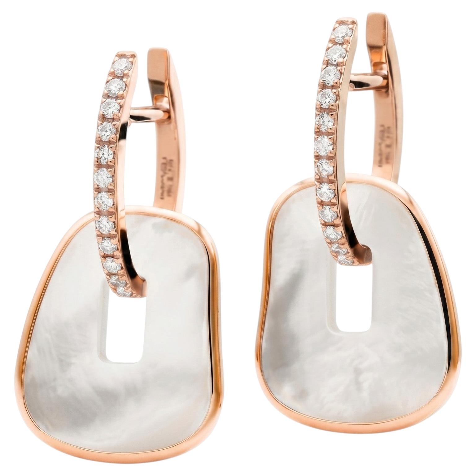 Orecchini Mattioli Puzzle in oro rosa con madreperla naturale e diamanti