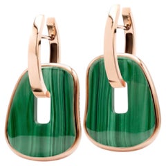 Orecchini a cerchio Puzzle di Mattioli in oro rosa 18 carati e malachite