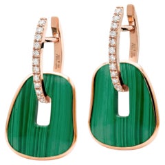 Boucles d'oreilles Maxi « Puzzle Hoop » de Mattioli en or rose 18 carats, avec malachite et diamants