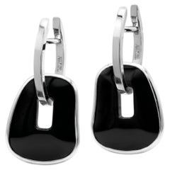 Mattioli Puzzle Hoop Maxi Earrings in 18K White Gold and Onyx