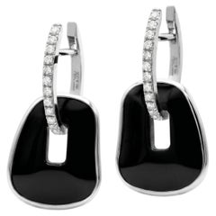 Mattioli Puzzle Hoop Maxi-Ohrringe aus 18-karätigem Weißgold mit Onyx und Diamanten