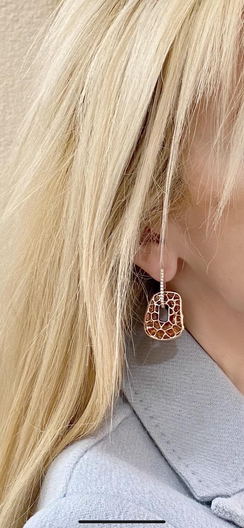 Mattioli Puzzle Large Earrings 18 Karat Rose Gold and Diamonds 3