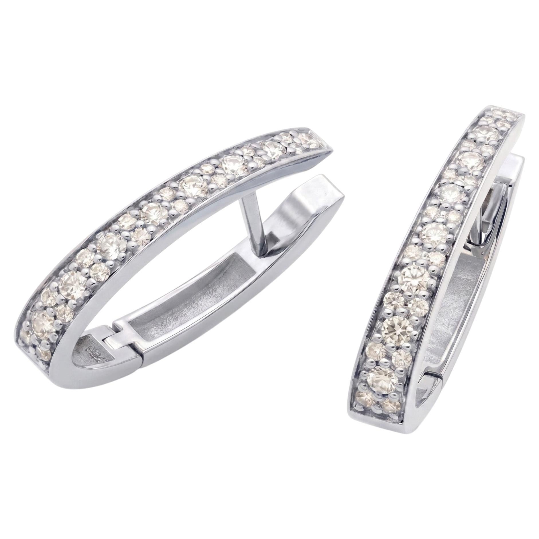Mattioli Puzzle Large Hoop Earrings, en or blanc 18 carats et diamants blancs