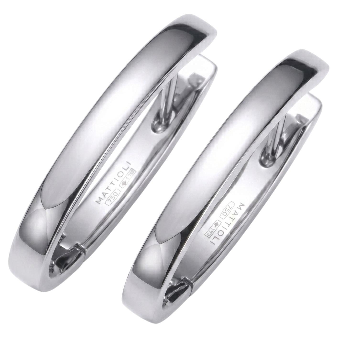 Mattioli Puzzle Large Hoop Earrings, in 18k white gold For Sale