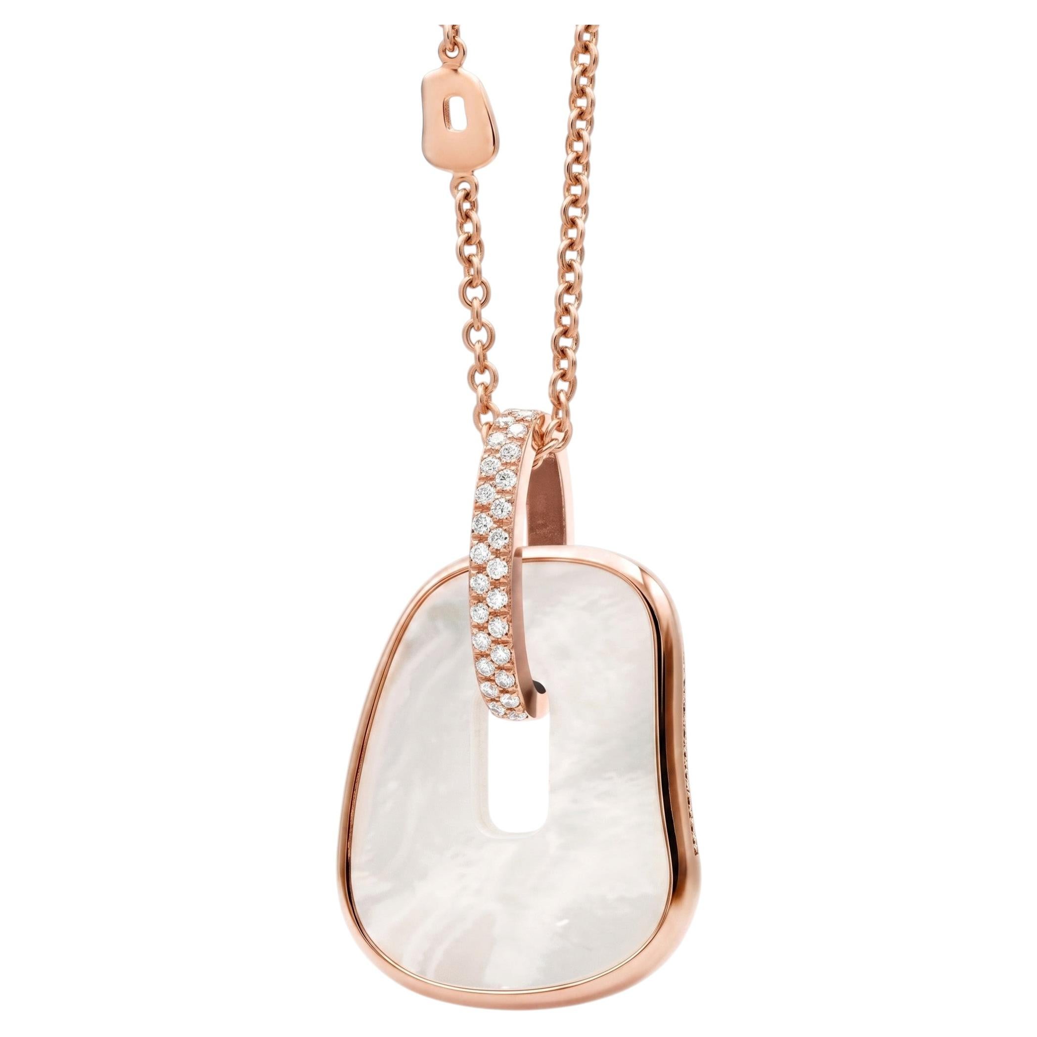 Ciondolo Mattioli Puzzle Maxi in oro rosa e diamanti, con elemento in madreperla