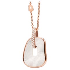 Ciondolo Mattioli Puzzle Maxi in oro rosa e diamanti, con elemento in madreperla