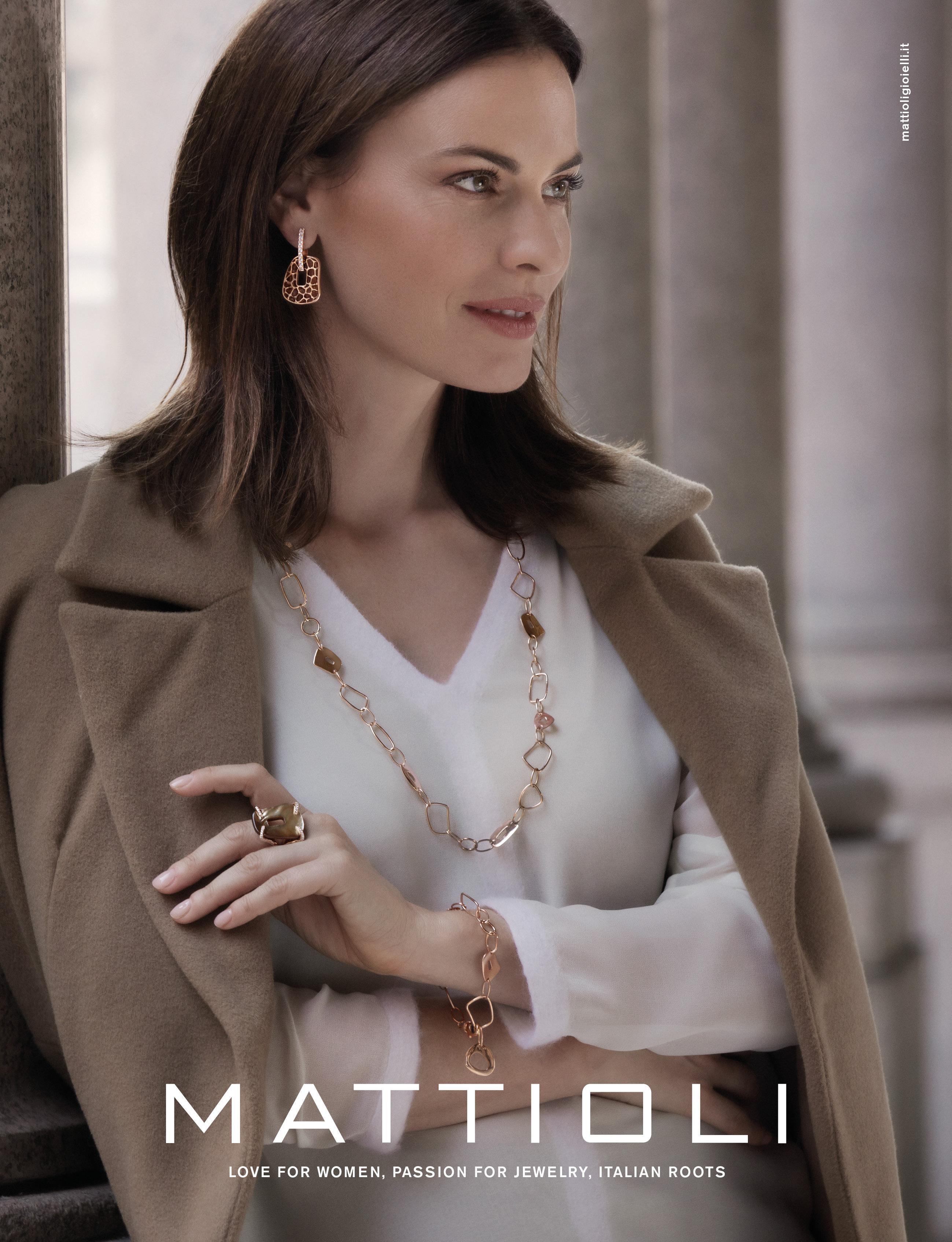 Women's Mattioli Puzzle Medium 18 Karat Gold Earrings Brown Enamel White Diamonds For Sale