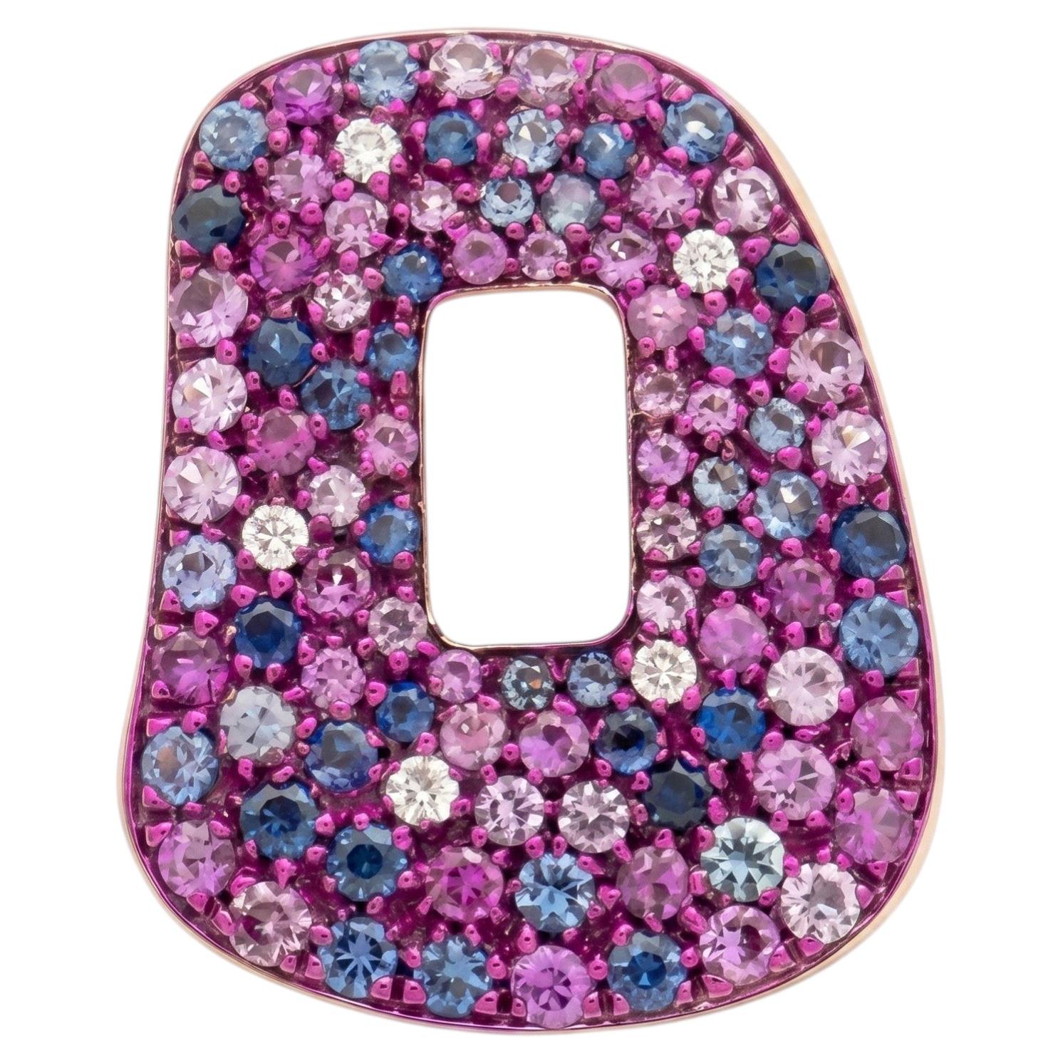 Mattioli Puzzle Medium earring in 18k RoseGold, White Diamonds and Pink Sapphire For Sale