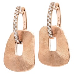 Mattioli Puzzle Medium Hoops 18k Roségold, Diamanten Handgravierter Anhänger