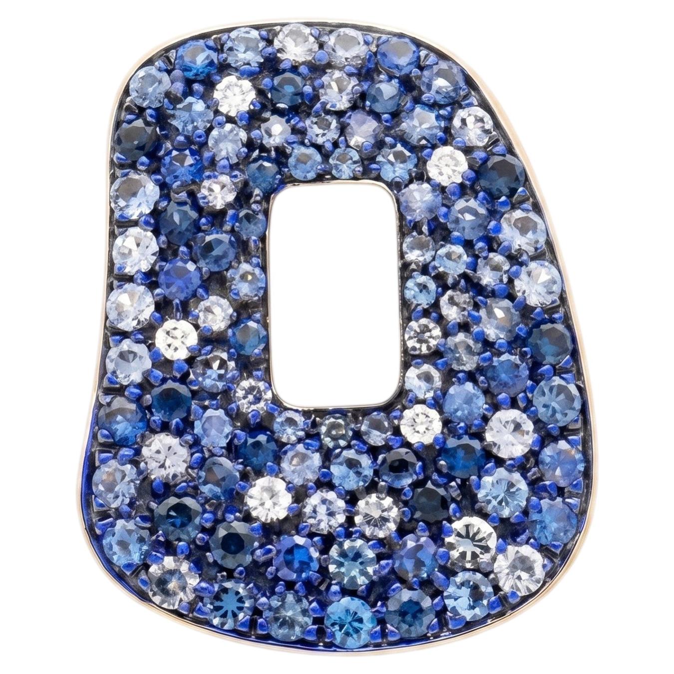 Orecchino medio Mattioli Puzzle in oro bianco 18k, diamanti bianchi e zaffiro blu