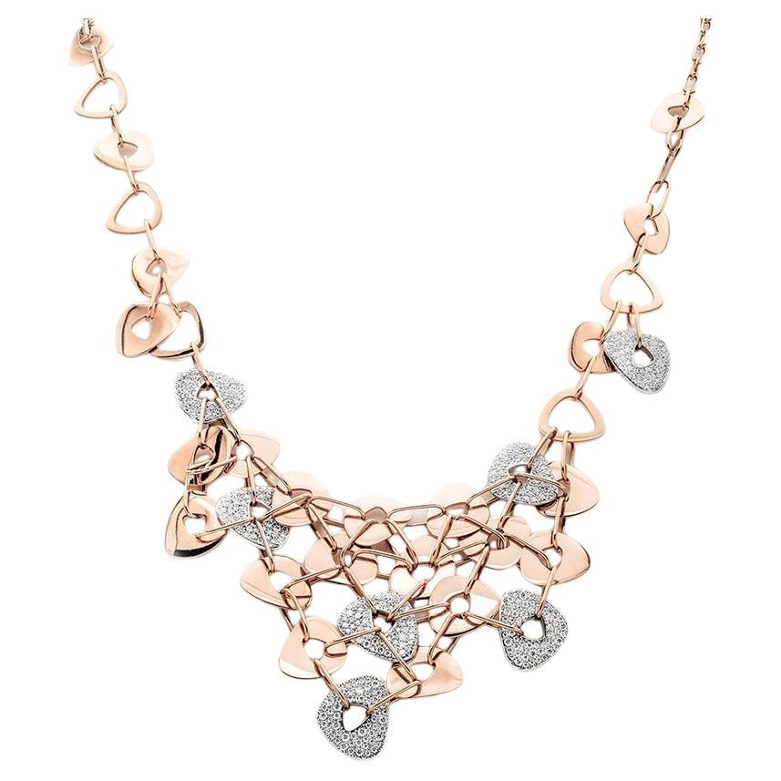 Mattioli Puzzle-Halskette aus 18 Karat Roségold und Weißgold und. Weiße Diamanten