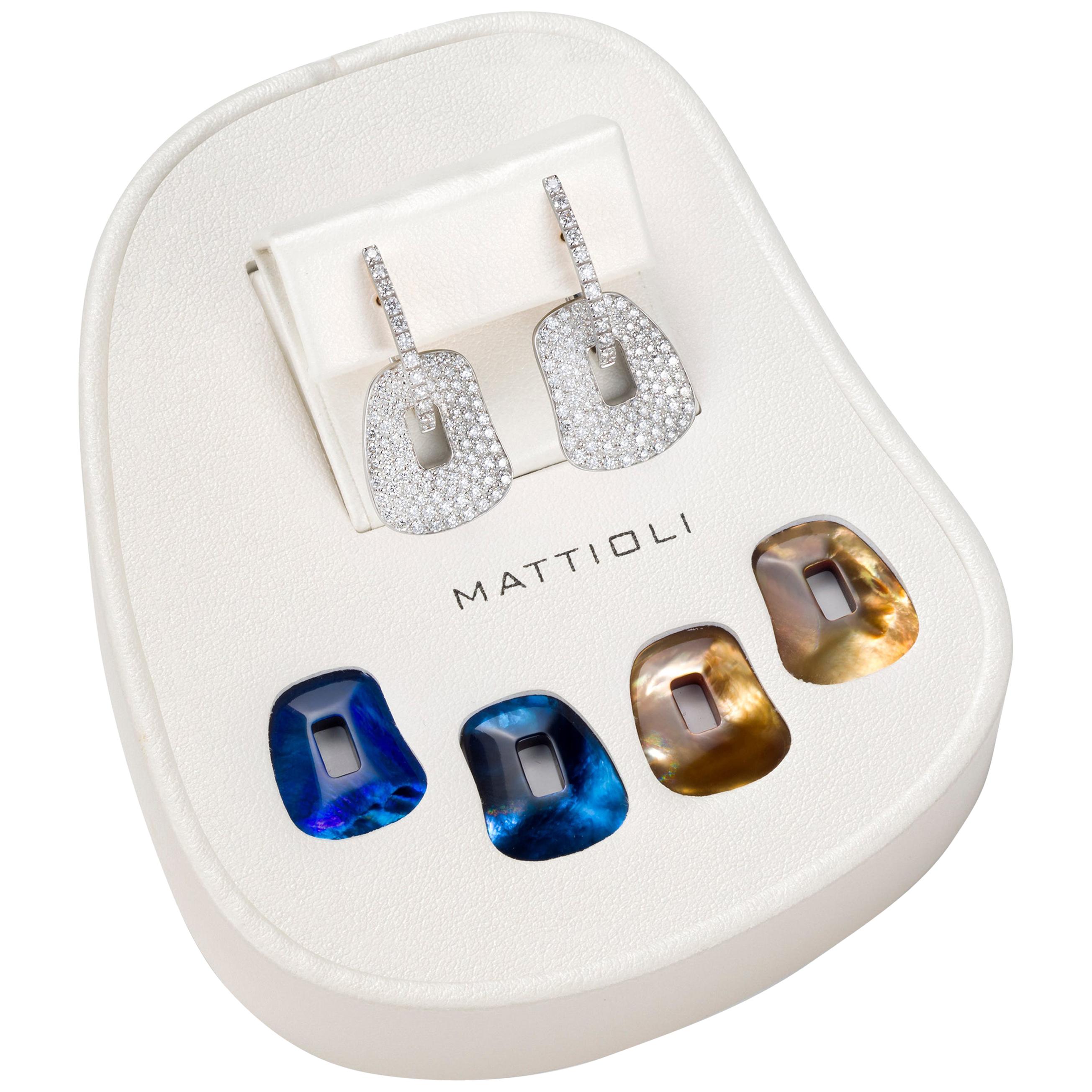 Mattioli Puzzle Pavé Earrings 18 Karat Yellow Gold and White Diamonds Small Size For Sale