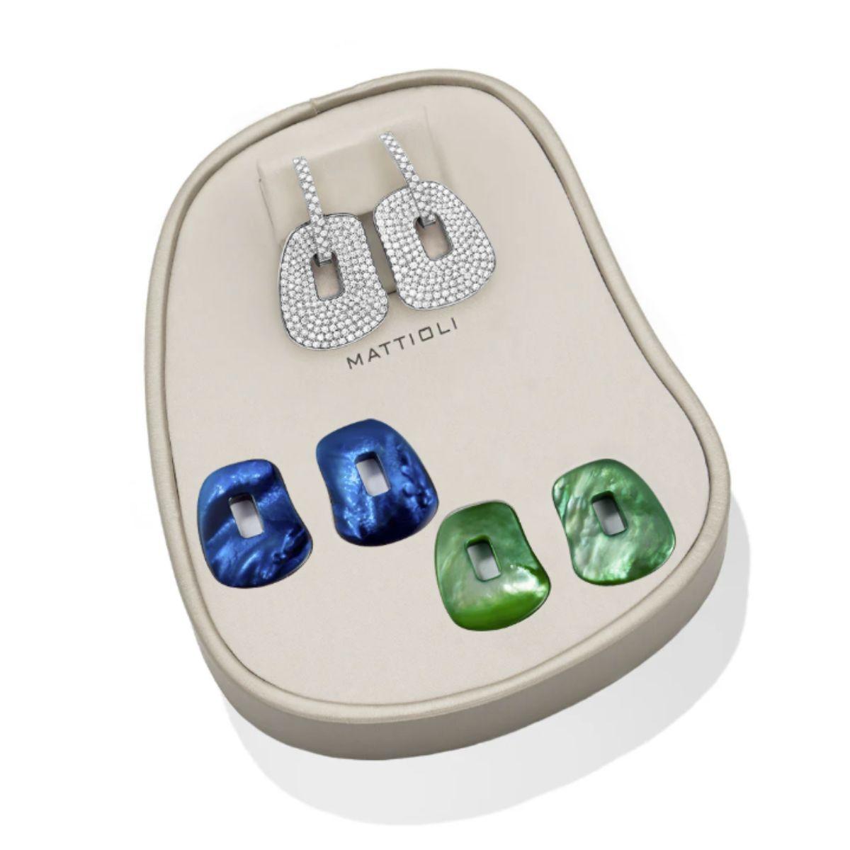 Contemporary Mattioli Puzzle Pavé Medium Earrings Box 18k Rose Gold & Brown Diamonds For Sale