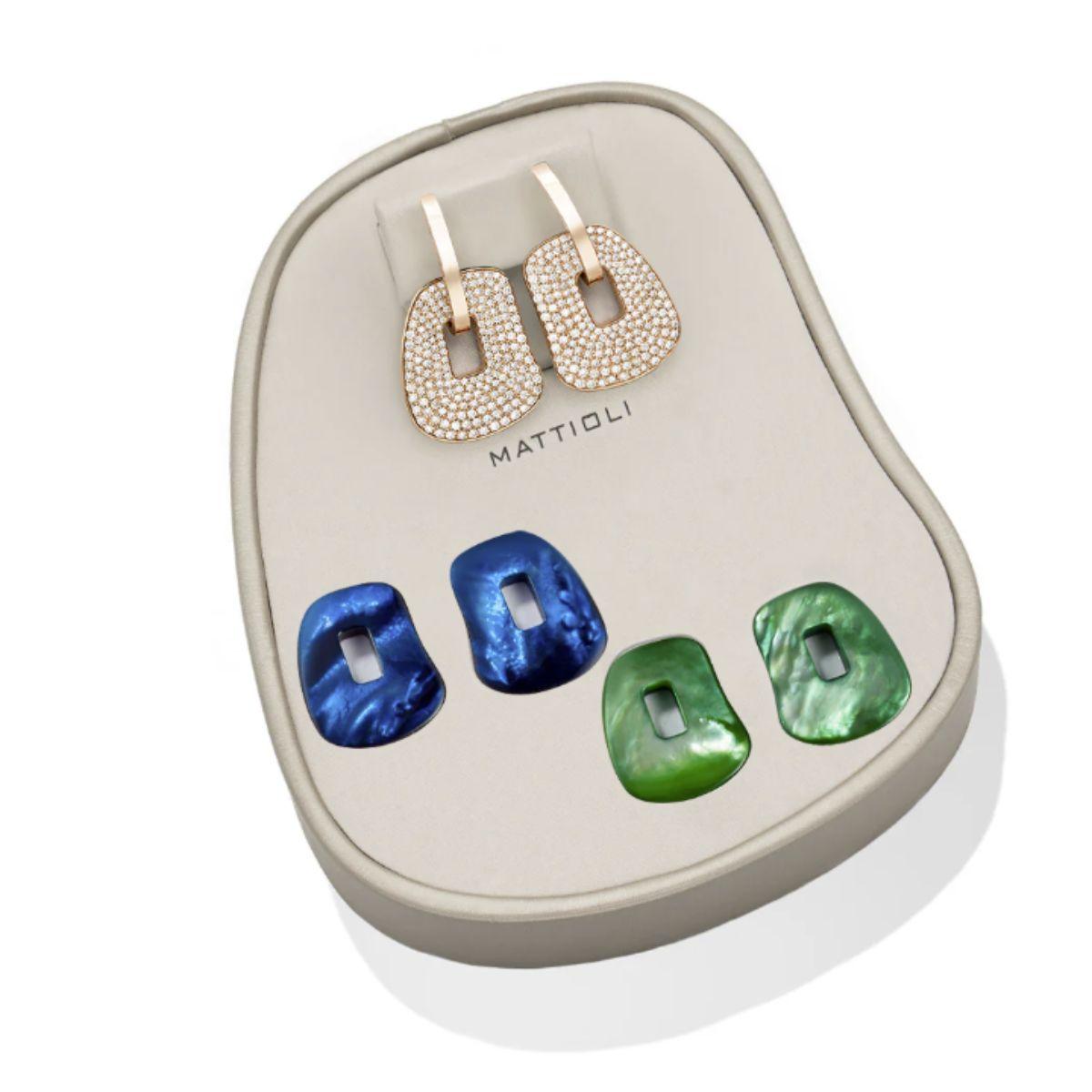 Mattioli Puzzle Pavé Medium Earrings Box 18k Rose Gold & Brown Diamonds For Sale 1