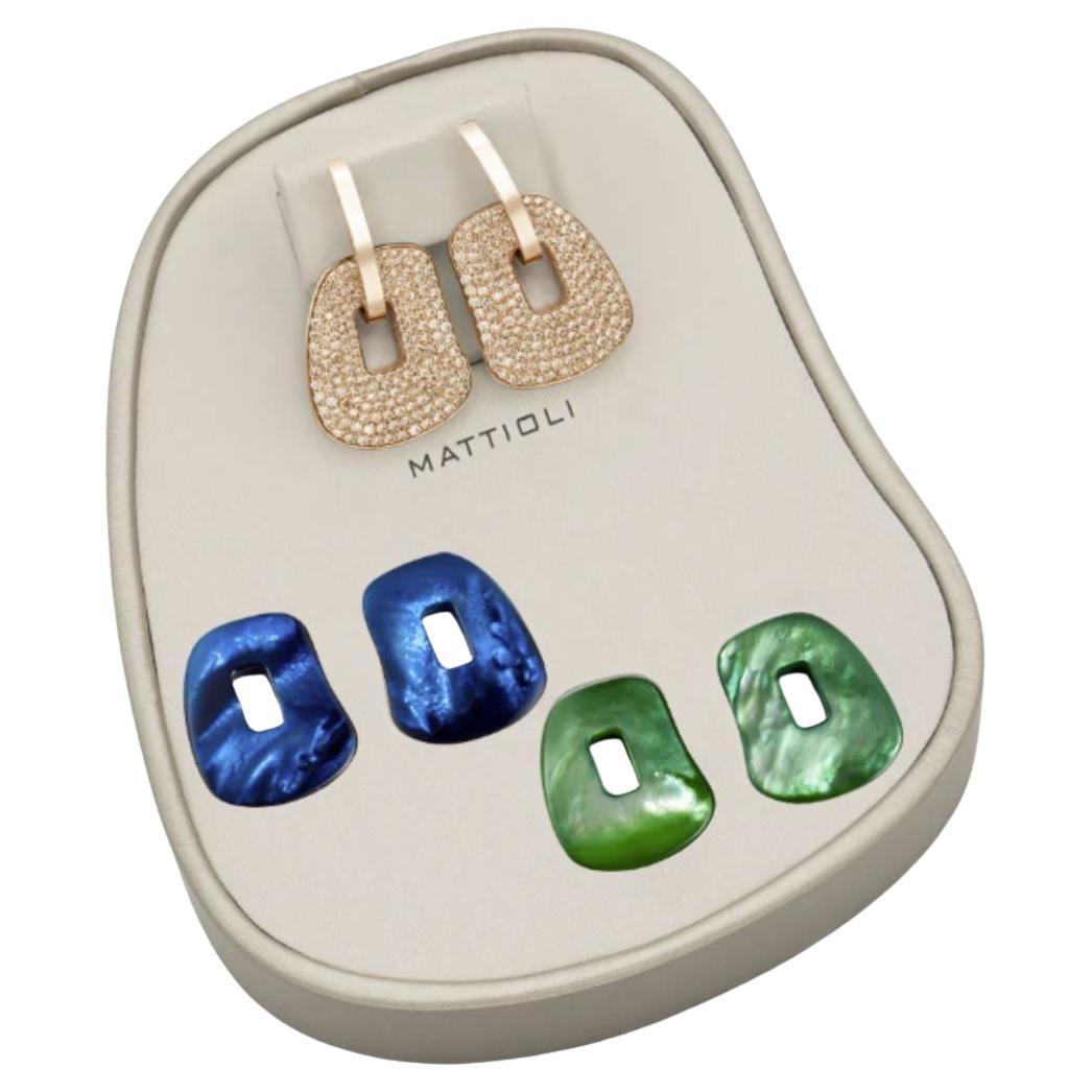 Mattioli Puzzle Pavé Medium Earrings Box 18k Rose Gold & Brown Diamonds