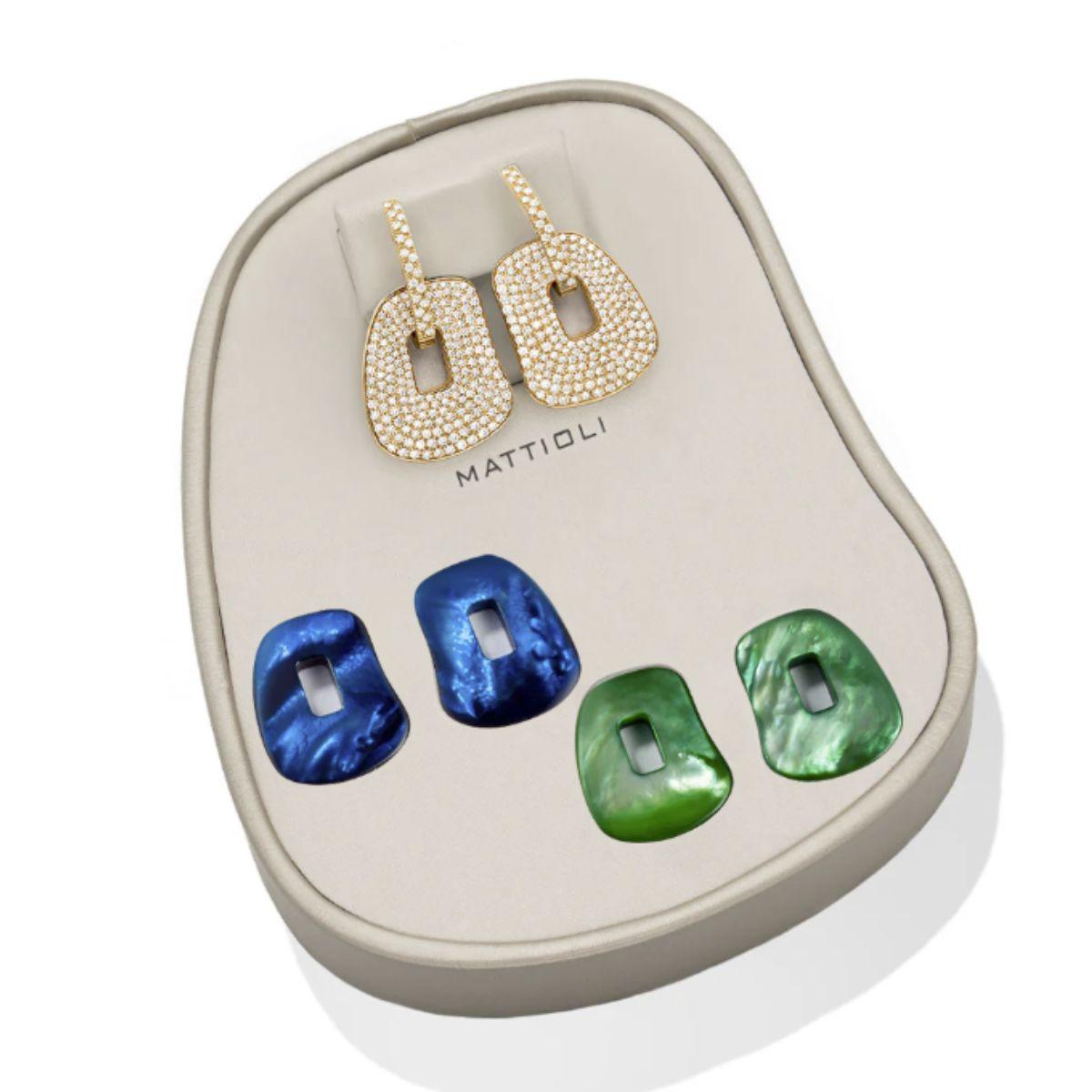 Contemporary Mattioli Puzzle Pavé Medium Earrings Box 18k Rose Gold & White Diamonds For Sale
