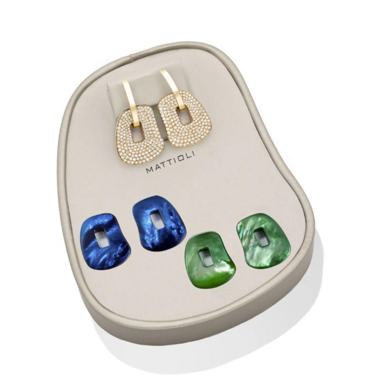 Mattioli Puzzle Pavé Medium Earrings Box 18k Rose Gold & White Diamonds For Sale 1