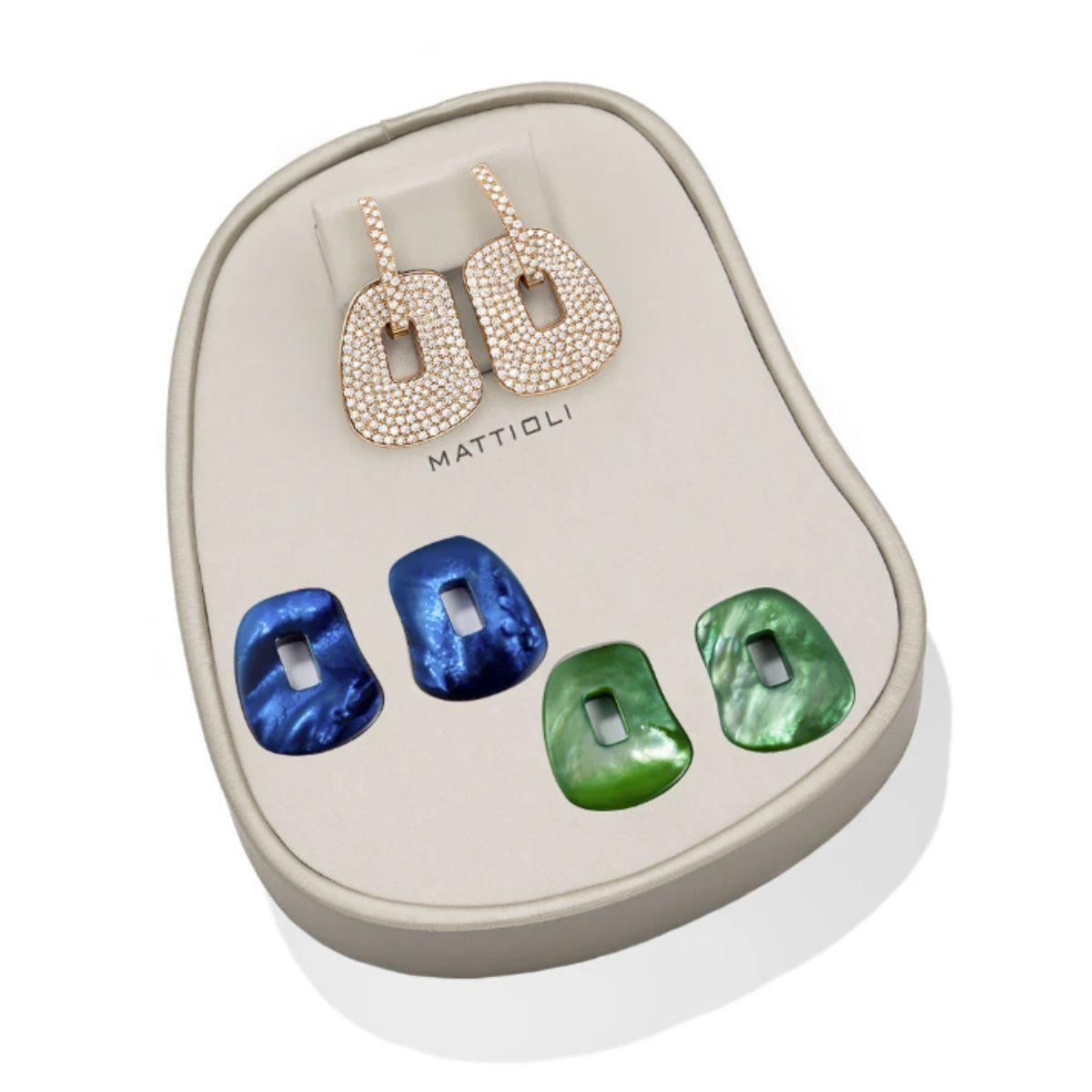 Women's Mattioli Puzzle Pavé Medium Earrings Box 18k White gold Gold & White Diamonds For Sale