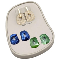Pendientes Mattioli Puzzle Pavé Caja Mediana Oro Amarillo 18k y Diamantes Blancos