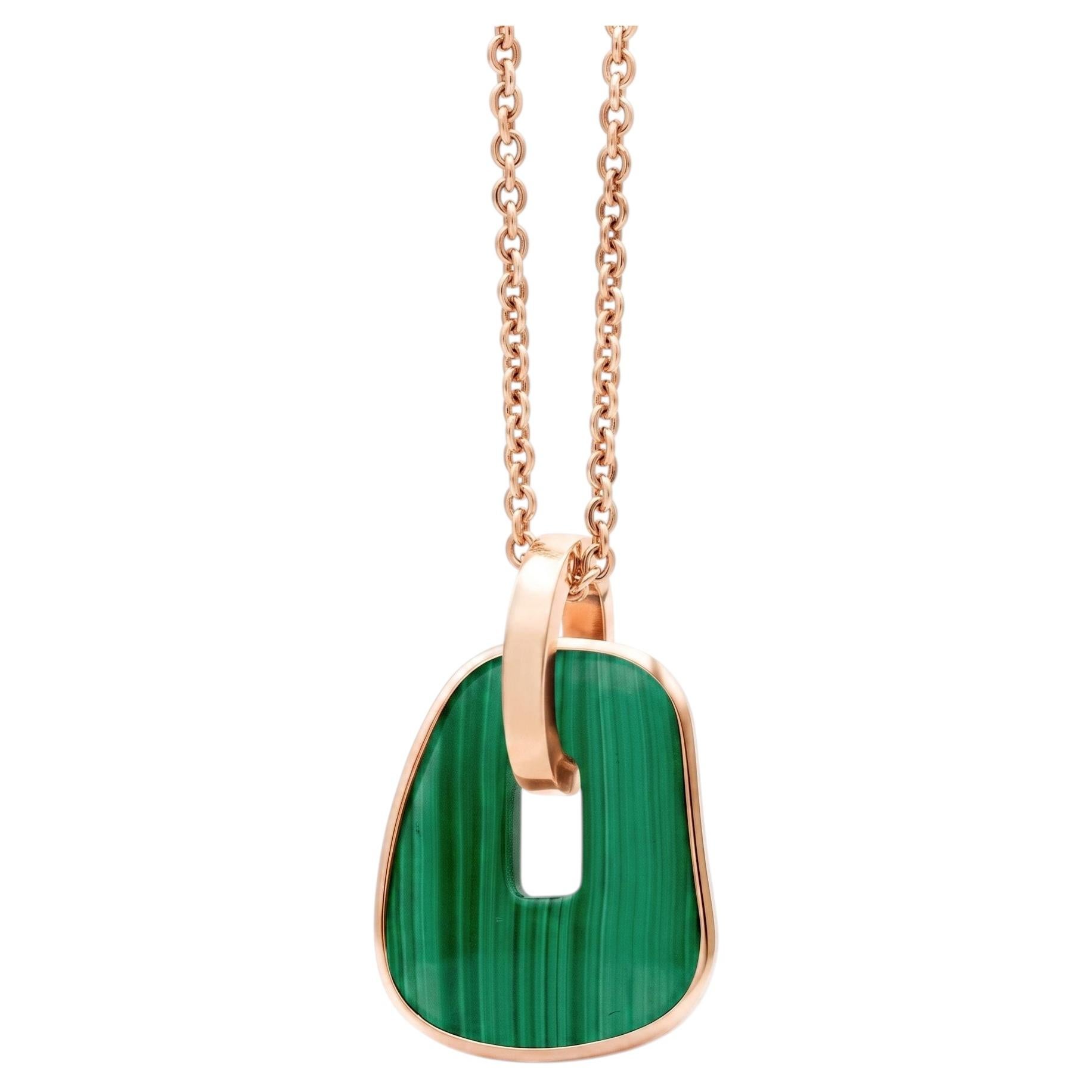 Ciondolo Puzzle di Mattioli in oro rosa 18k con elemento in malachite