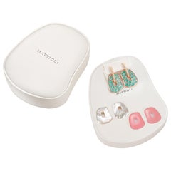 Pendientes Mattioli Puzzle Mediano Oro Rosa 18K Esmalte Verde Diamantes Blancos