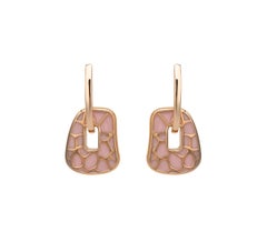 Mattioli Puzzle Small 18K Rose Gold Earrings Pink Enamel and 2 Pendants