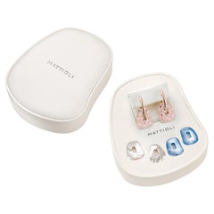 Mattioli Puzzle Small 18K Rose Gold Earrings Pink Enamel and 2 Pendants
