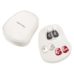 Mattioli Boucles d'oreilles puzzle en or blanc 18 carats, émail noir et 2 pendentifs SSize