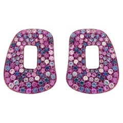 Mattioli Puzzle Kleine Ohrringe aus 18 Karat Roségold, weißen Diamanten und rosa Saphiren