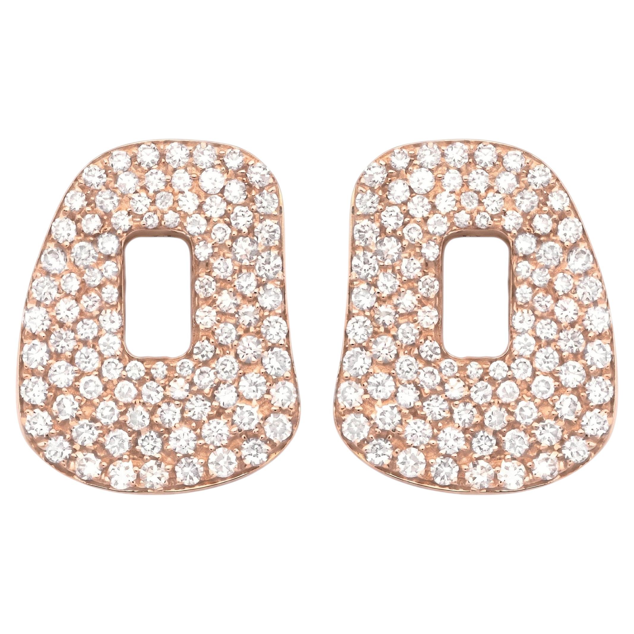 Mattioli Puzzle Small earrings puzzle in 18k rose gold and white diamonds pavé