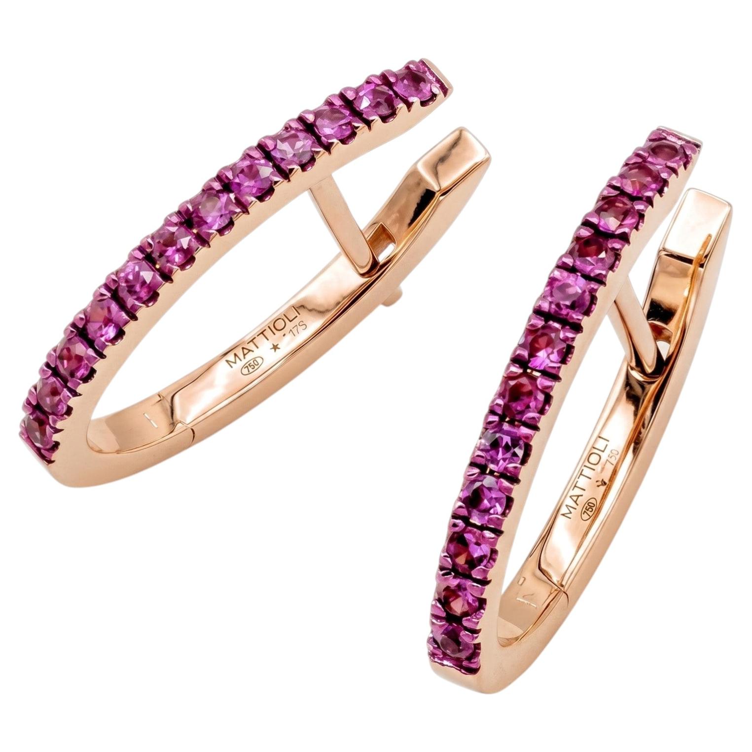 Mattioli Puzzle Small Hoop in oro rosa 18k e zaffiri rosa