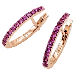 Mattioli Puzzle Small Hoop in oro rosa 18k e zaffiri rosa