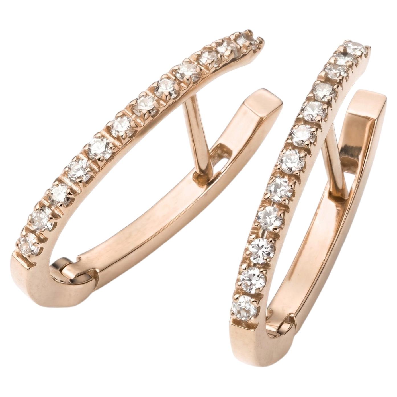 Mattioli Puzzle Small Hoop in 18k rose gold and white diamonds