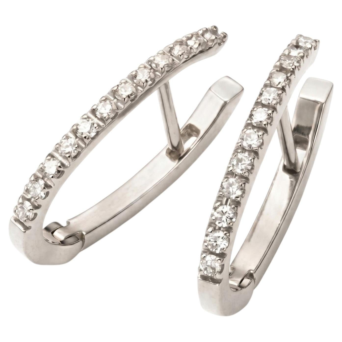 Mattioli Puzzle Small Hoop in 18k white gold and white diamonds