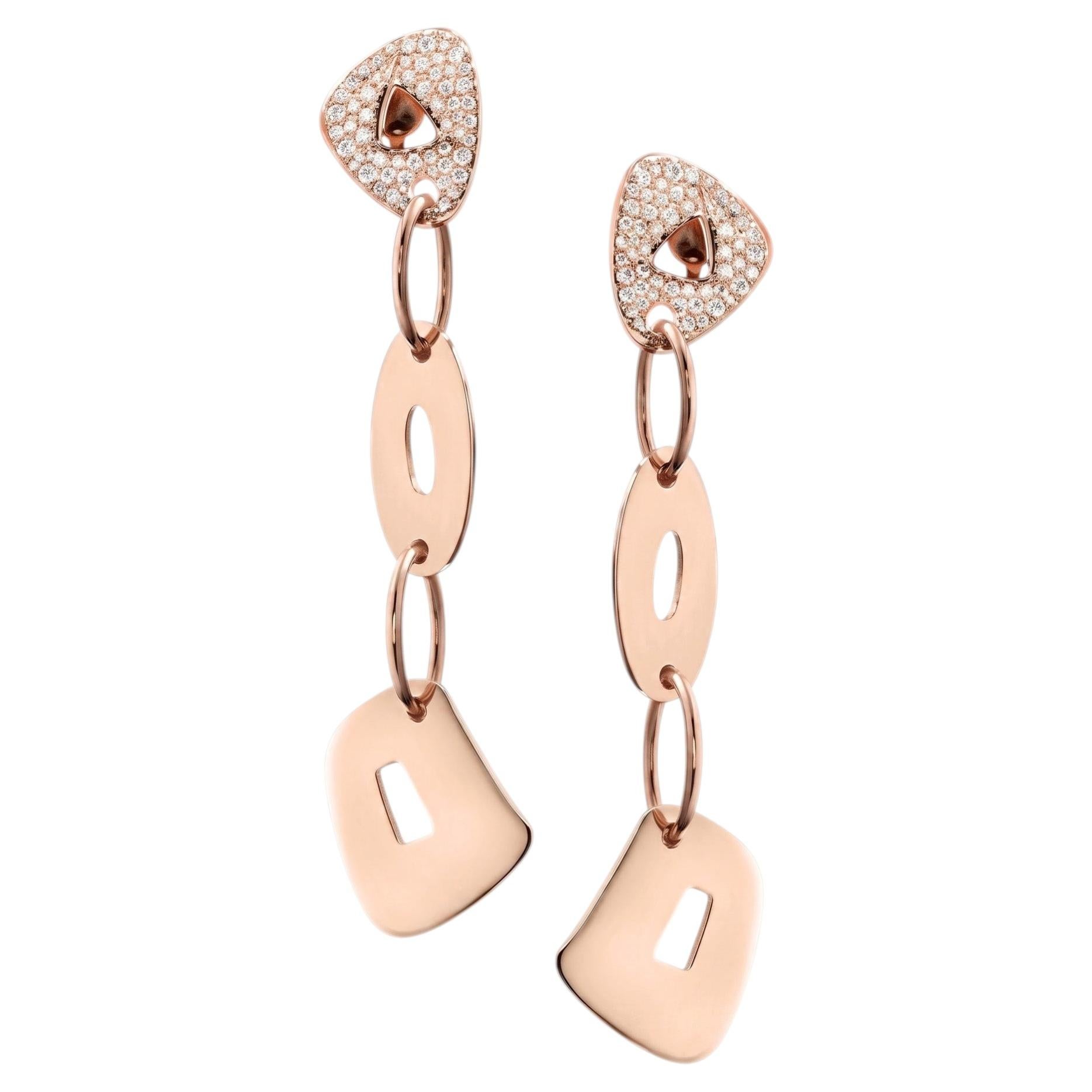 Mattioli Puzzle Solo Earrings in 18k Rose Gold And White Diamonds