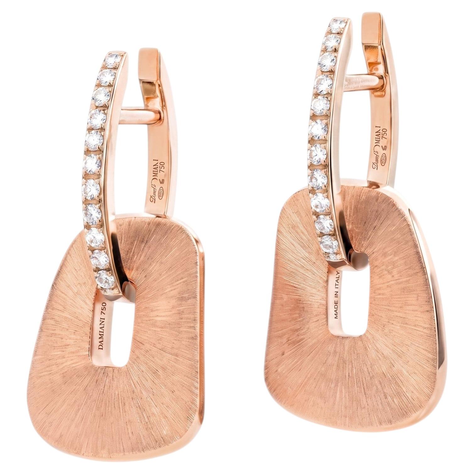 Mattioli Puzzle Solo Hand-Engraved Earrings In 18K Rose Gold And Diamonds