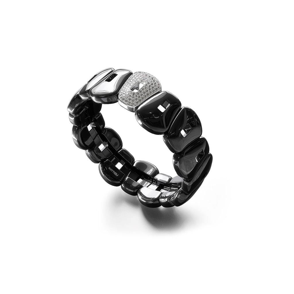 Women's Mattioli Puzzle White Ceramic Bracelet  and one puzzle in rose gold color For Sale