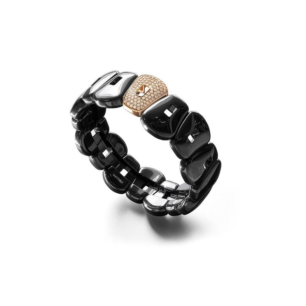 Mattioli Puzzle White Ceramic Bracelet  and one puzzle in rose gold color For Sale 1