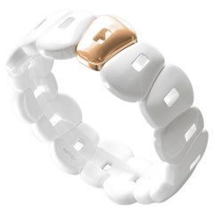 Pulsera de cerámica blanca Puzzle Mattioli  y un puzzle en color oro rosa