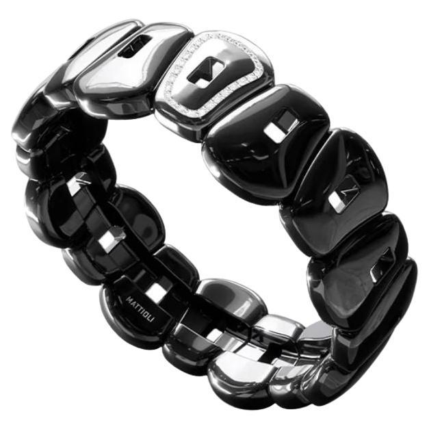 Mattioli Puzzle White Ceramic Collection'S 18K und weiße Diamanten Goldarmband (Brillantschliff) im Angebot