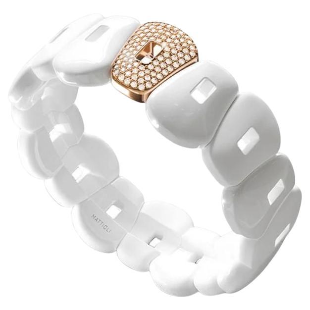 Mattioli Puzzle White Ceramic Collection'S 18K und weiße Diamanten Goldarmband