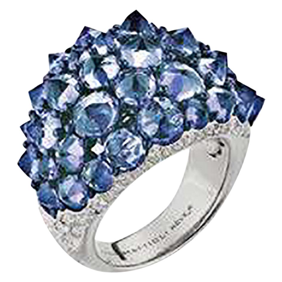 Mattioli Reve_r Medium Ring in Rose Gold, Tanzanite and White Diamonds For Sale