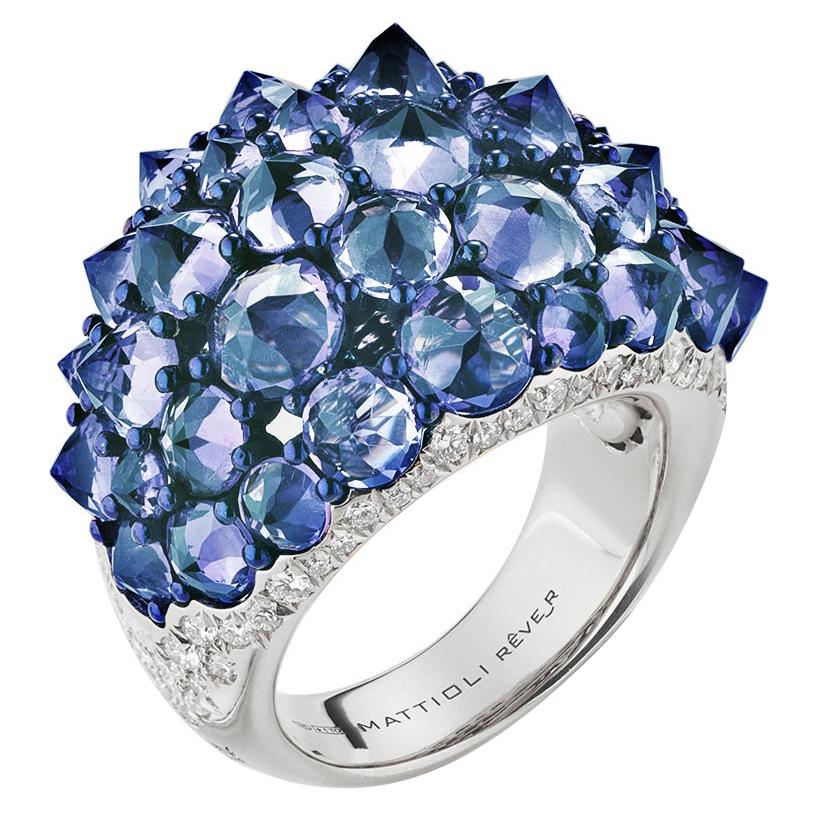 For Sale:  Mattioli Reve_r Medium Ring in Rose Gold, Tanzanite and White Diamonds