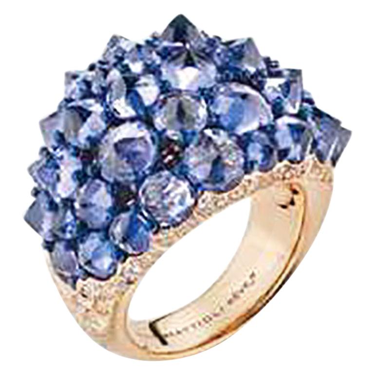 Mattioli Reve_r Medium Ring in Rose Gold, Tanzanites and White Diamonds For Sale