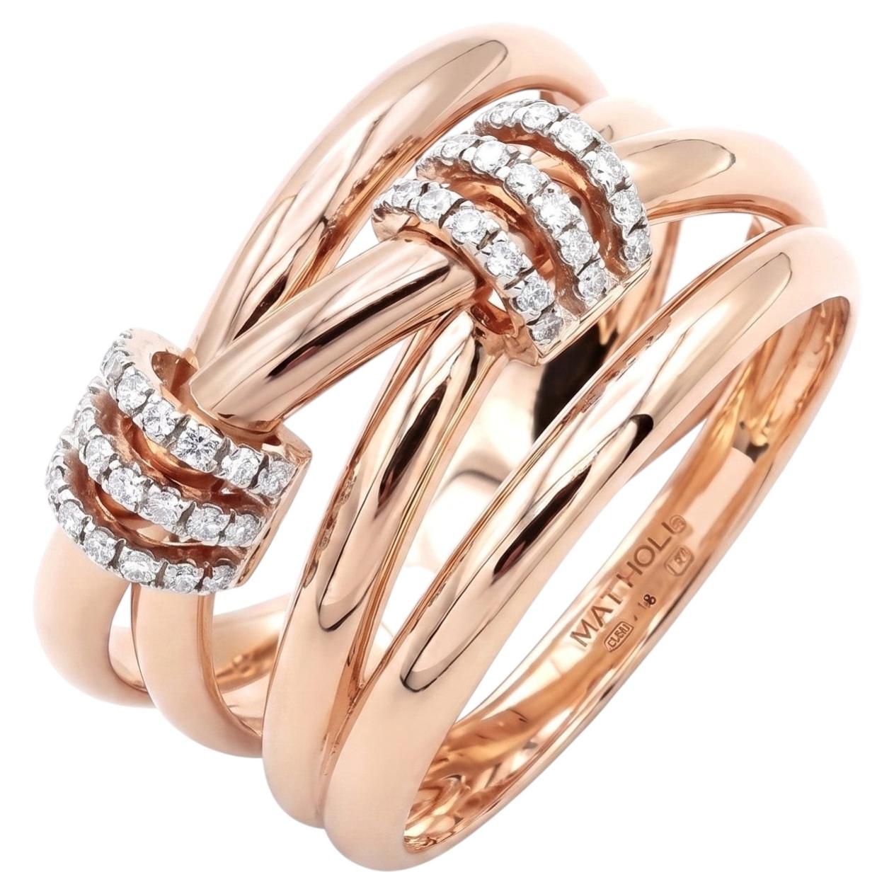 Anello Mattioli Collezione Hiroko in oro bianco e rosa 18 carati, diamanti bianchi