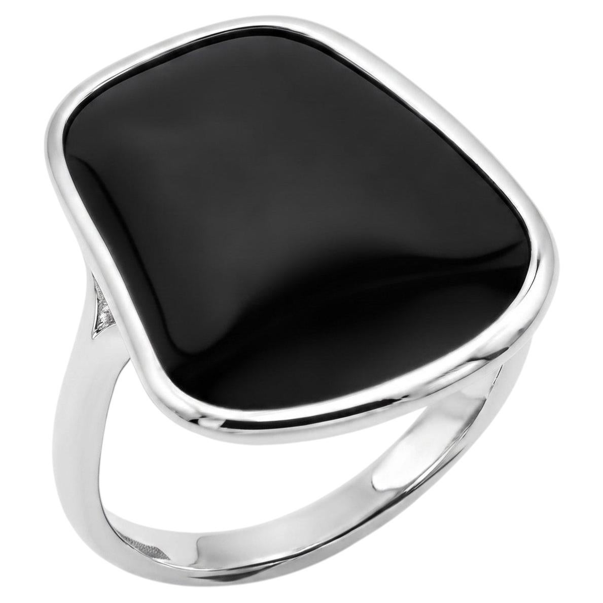 Mattioli Ring in 18K White Gold and Onyx