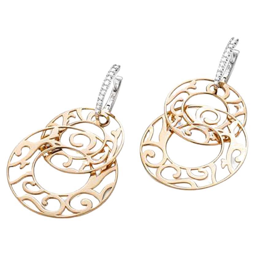 Mattioli Siriana Double Hoop Earrings in White & Rose Gold & White Diamonds For Sale