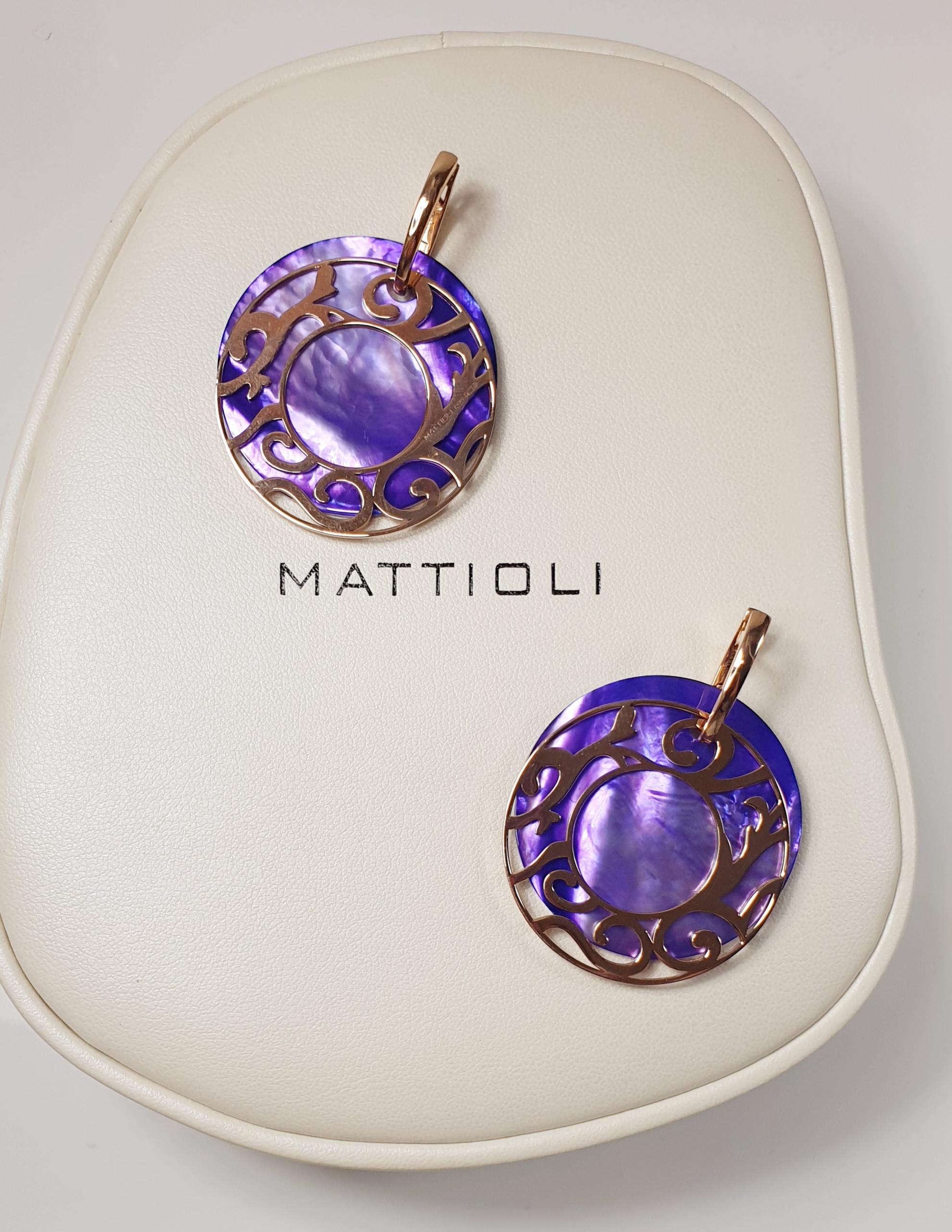 Mattioli Siriana Earrings Medium in 18k Gold & 3 Mother of Pearl Pieces For Sale 4