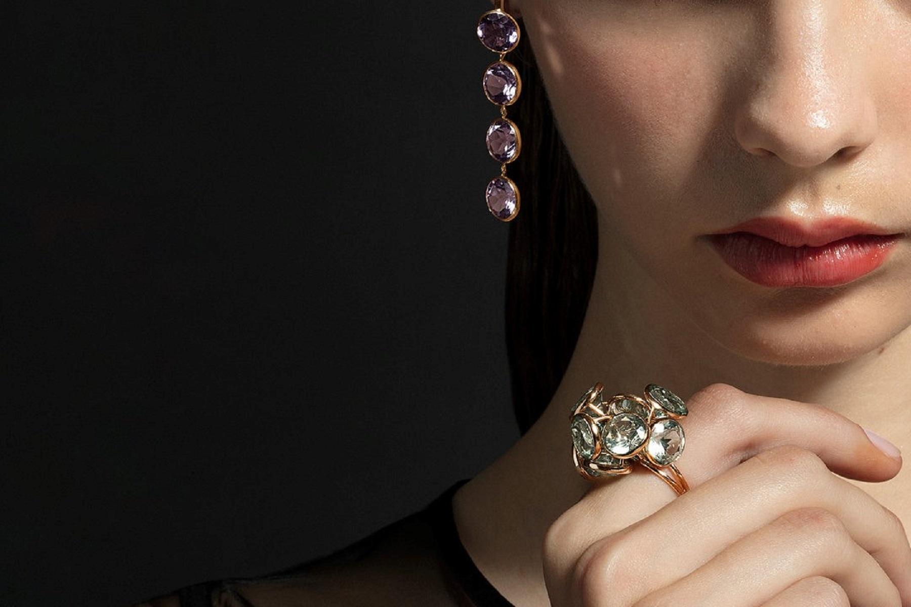 For Sale:  Mattioli Smarties Amethyst 18k gold Ring 10