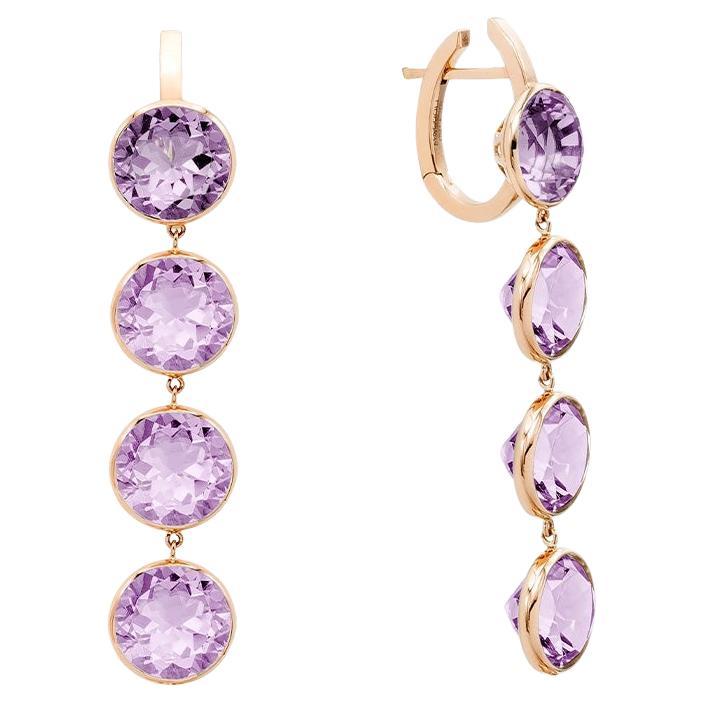 Mattioli Smarties drop earrings 18k rose gold and diamond cut amethyst